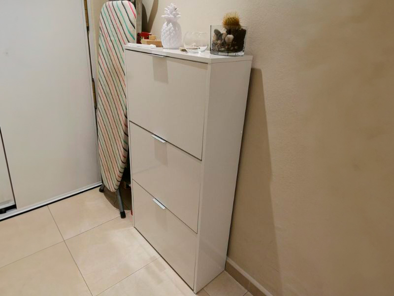 Foto de cliente de Mueble Zapatero Recibidor 3 Trampones Blanco Brillo 60 cm