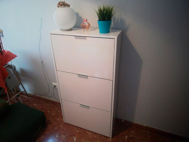 Foto de cliente de Mueble Zapatero Recibidor 3 Trampones Blanco Brillo 60 cm