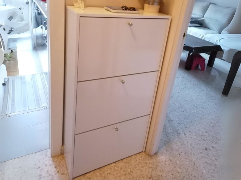Foto de cliente de Mueble Zapatero Recibidor 3 Trampones Blanco Brillo 60 cm