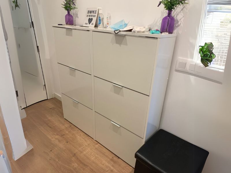 Foto de cliente de Mueble Zapatero Recibidor 3 Trampones Blanco Brillo 60 cm