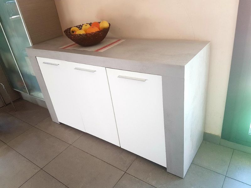 Foto de cliente de Aparador Salón Comedor Estilo Industrial Con 3 Puertas Color Gris Cemento Y Blanco 144 cm