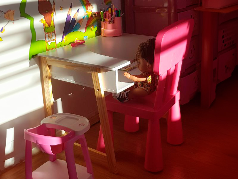Foto de cliente de Mesa Infantil Pack Mesa Preescolar con Silla Blanco y Roble Claro