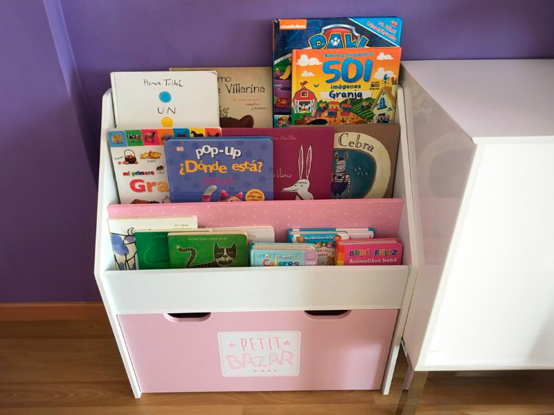Foto de cliente de Mueble Infantil Librería Infantil con 1 Cajón en Blanco y Rosa 63x70x30 cm