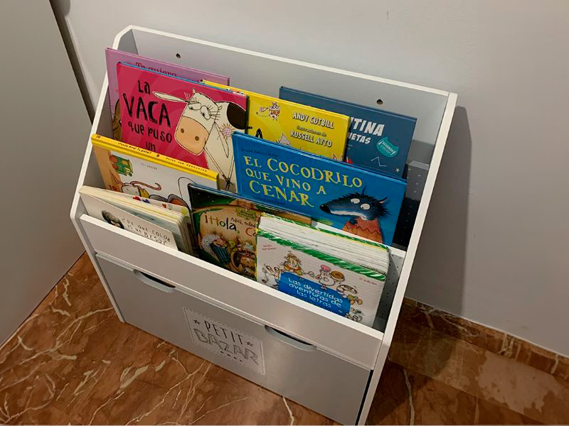 Foto de cliente de Mueble Infantil Librería con 1 Cajón en Blanco y Gris 63x70x30 cm