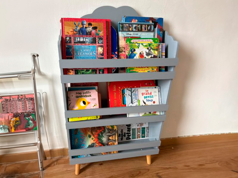 Foto de cliente de Mueble Infantil Estantería Librería Douceur 3 Estantes Gris 58x100x18 cm