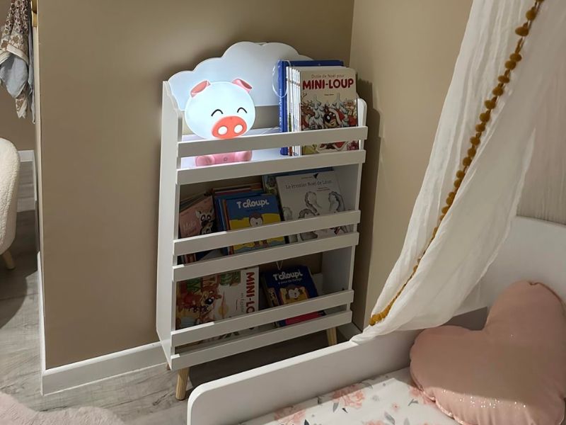 Foto de cliente de Mueble Infantil Estantería Librería Douceur 3 Estantes Color Blanco 58x100x18 cm