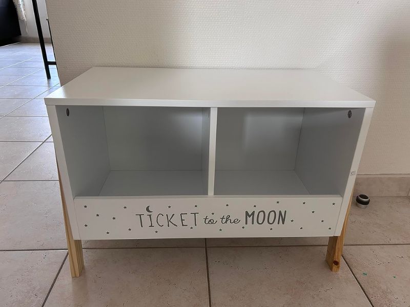 Foto de cliente de Mueble Infantil Baúl con 2 Compartimentos Color Blanco y Roble Claro 60x40x30 cm