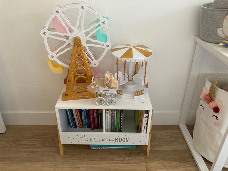 Foto de cliente de Mueble Infantil Baúl con 2 Compartimentos Color Blanco y Roble Claro 60x40x30 cm