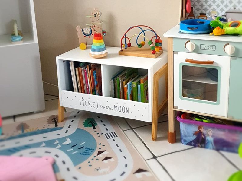 Foto de cliente de Mueble Infantil Baúl con 2 Compartimentos Color Blanco y Roble Claro 60x40x30 cm