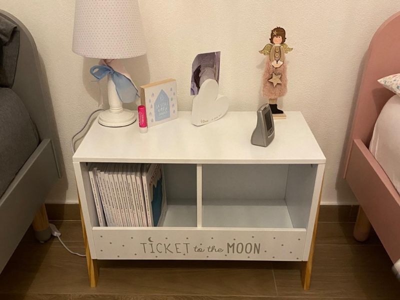 Foto de cliente de Mueble Infantil Baúl con 2 Compartimentos Color Blanco y Roble Claro 60x40x30 cm