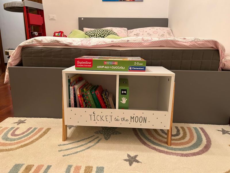 Foto de cliente de Mueble Infantil Baúl con 2 Compartimentos Color Blanco y Roble Claro 60x40x30 cm