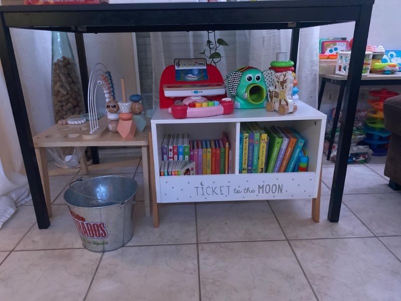 Foto de cliente de Mueble Infantil Baúl con 2 Compartimentos Color Blanco y Roble Claro 60x40x30 cm