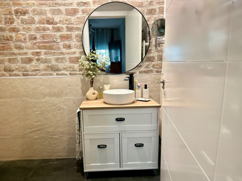 Foto de cliente de Mueble De Baño Pack Siena Blanco Soft Y Roble Cambrian Con Columna (Incluye Lavabo)