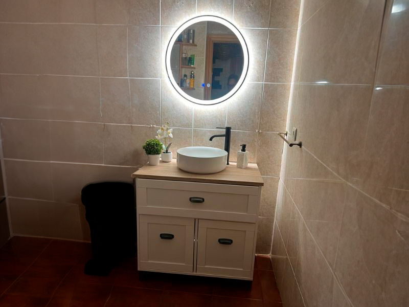 Foto de cliente de Mueble De Baño Pack Siena Blanco Soft Y Roble Cambrian Con Columna (Incluye Lavabo)