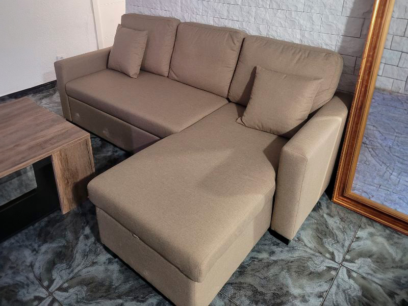 Foto de cliente de Sofá Cama Chaise Longue Reck con Arcón Color Marrón 223 cm