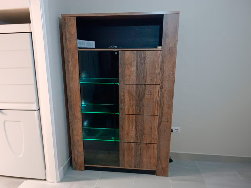 Foto de cliente de Pack Muebles De Salón Mónaco Estilo Industrial Color Roble Oscuro y Negro Estructurado