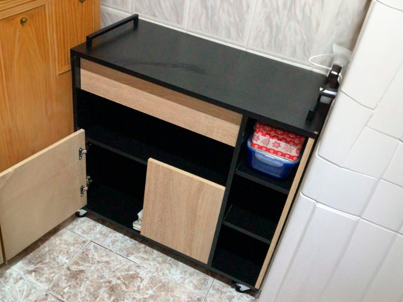 Foto de cliente de Mueble auxiliar Microondas roble negro 79x79 cm