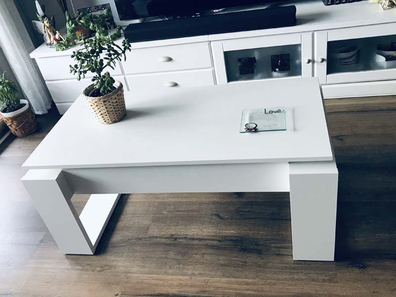 Foto de cliente de Mesa de centro elevable blanca Square 105x55 cm