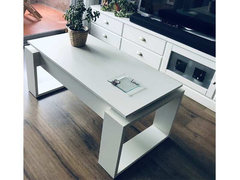 Foto de cliente de Mesa de centro elevable blanca Square 105x55 cm