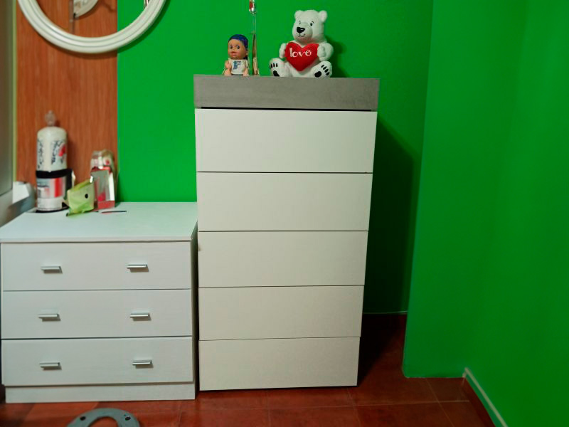 Foto de cliente de Dormitorio Matrimonio Estilo Industrial Pack Muebles Cemento y Blanco
