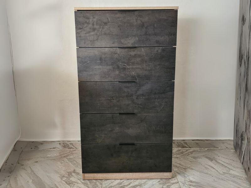 Foto de cliente de Cómoda De 5 Cajones Color Roble Canadian Y Óxido 60x110 cm