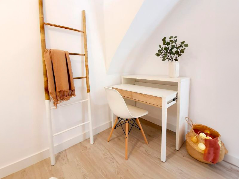 Foto de cliente de Pack para salón mueble mesa de centro y escritorio roble y blanco