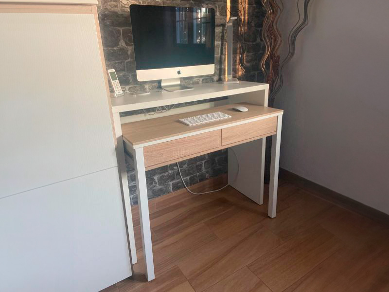 Foto de cliente de Pack para salón mueble mesa de centro y escritorio roble y blanco