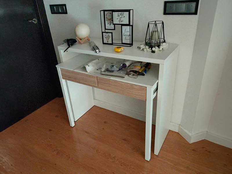 Foto de cliente de Pack para salón mueble mesa de centro y escritorio roble y blanco