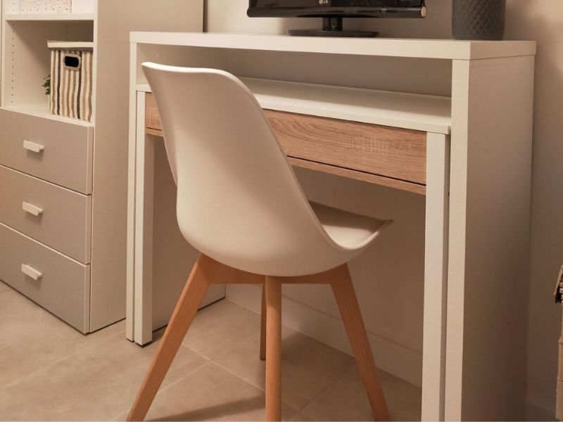 Foto de cliente de Pack para salón mueble mesa de centro y escritorio roble y blanco