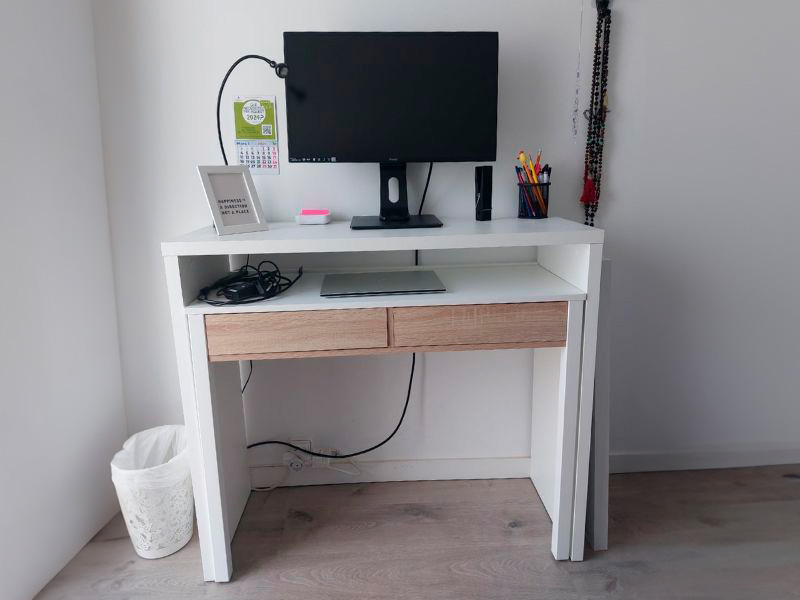 Foto de cliente de Pack para salón mueble mesa de centro y escritorio roble y blanco