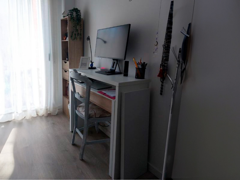 Foto de cliente de Pack para salón mueble mesa de centro y escritorio roble y blanco
