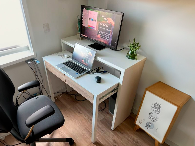 Foto de cliente de Pack para salón mueble mesa de centro y escritorio roble y blanco
