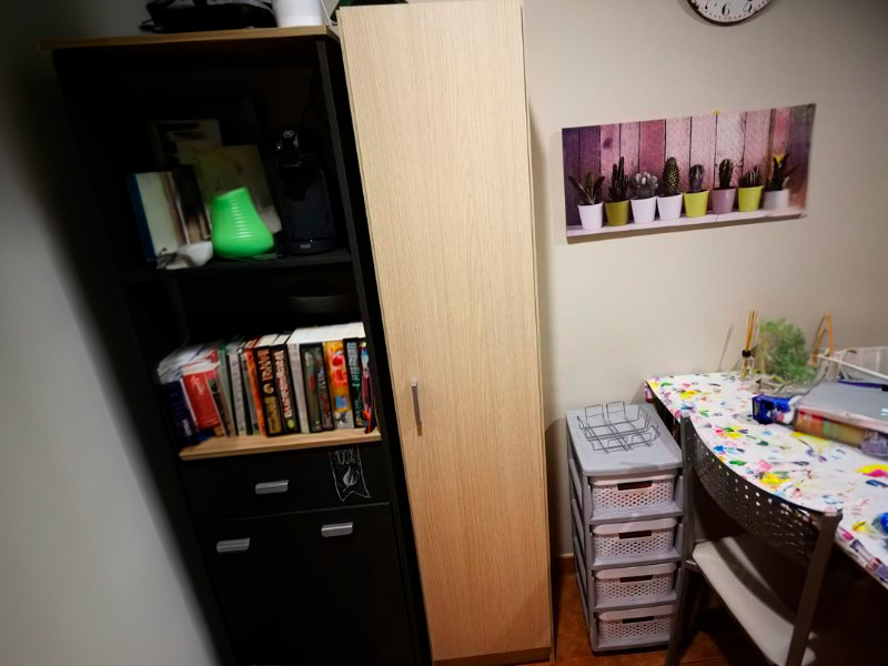 Foto de cliente de Mueble Auxiliar Armario Multiusos Color Roble Multiestancia 37x180 cm