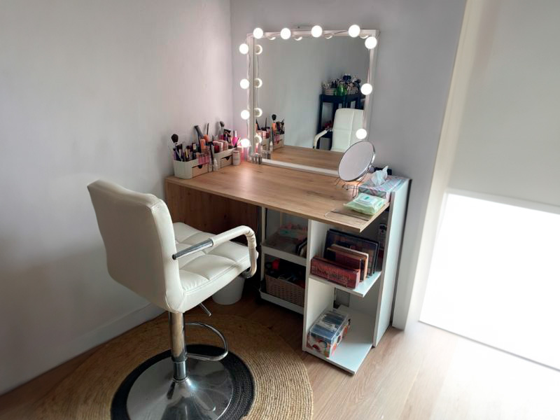 Foto de cliente de Pack muebles escritorio y estantería color blanco y roble