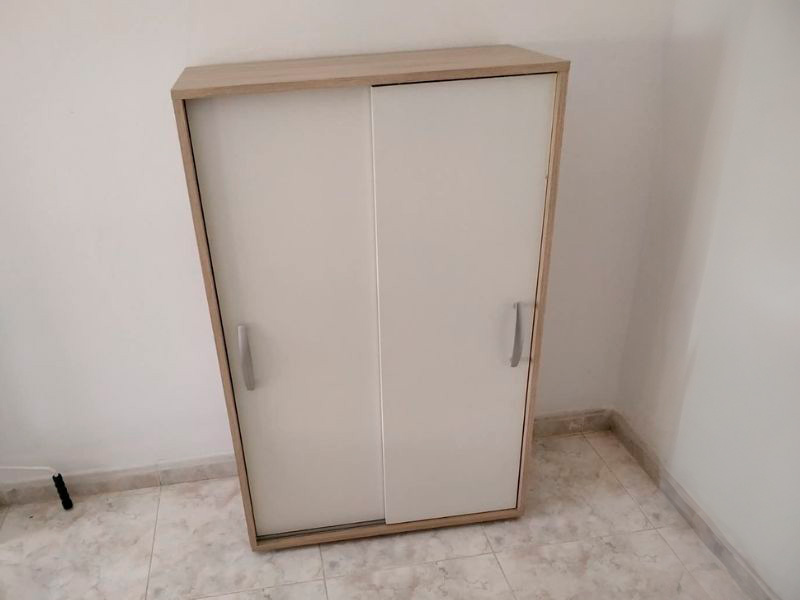 Foto de cliente de Zapatero 2 puertas correderas Blanco y Roble 68 cm