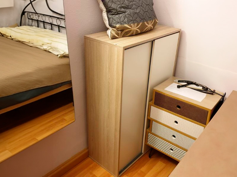 Foto de cliente de Zapatero 2 puertas correderas Blanco y Roble 68 cm