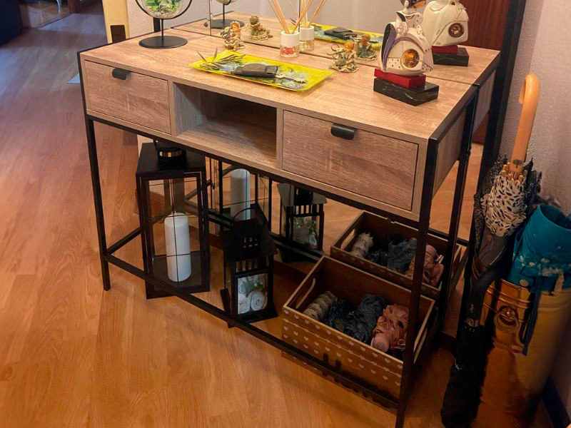 Foto de cliente de Mueble de entrada recibidor Aliaj Negro y Roble Claro 100 cm