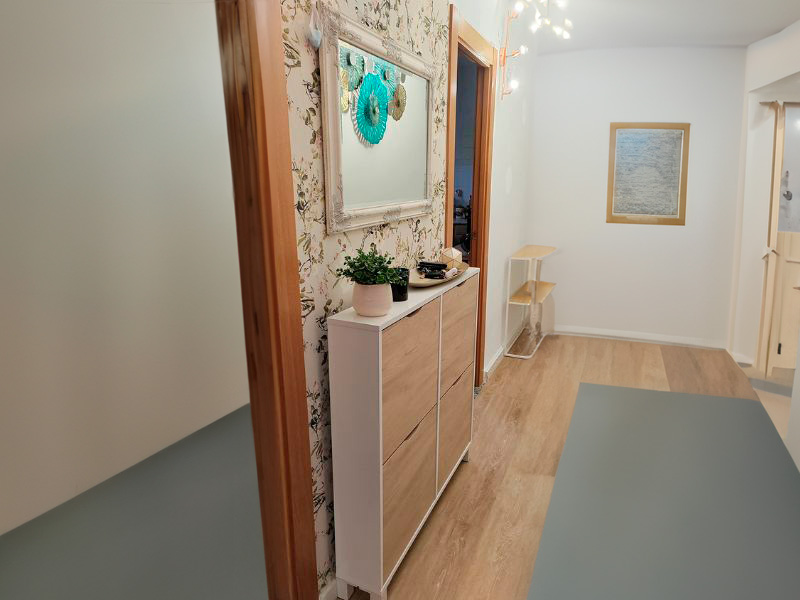 Foto de cliente de Mueble Zapatero Recibidor Pasillo Mary Blanco Y Roble 97 cm