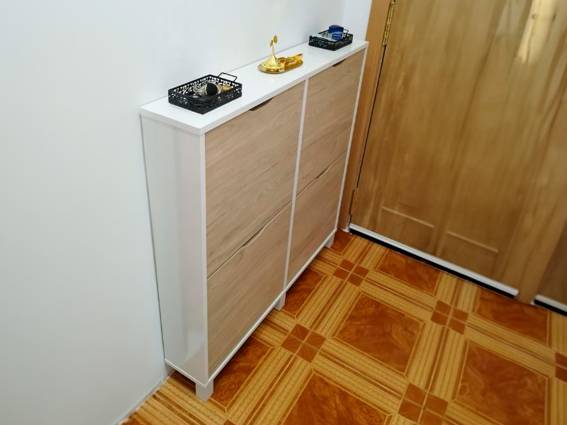 Foto de cliente de Mueble Zapatero Recibidor Pasillo Mary Blanco Y Roble 97 cm