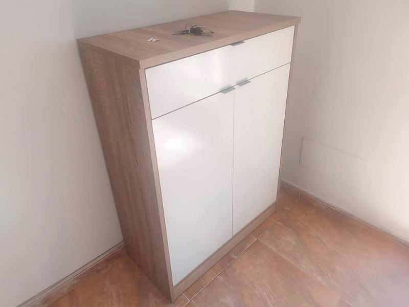 Foto de cliente de Mueble Zapatero Recibidor Berlín Color Cambrian Y Blanco Brillo 75 cm