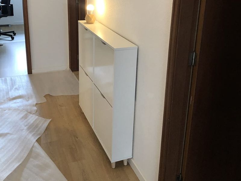 Foto de cliente de Mueble Zapatero Recibidor Pasillo Estrecho Mary Color Blanco Con Patas 97 cm