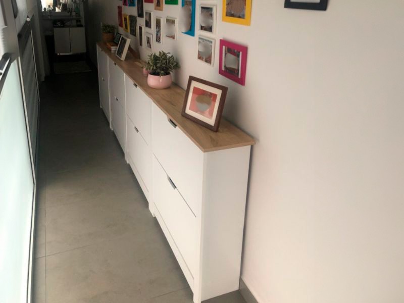 Foto de cliente de Mueble Zapatero Recibidor 2 Trampones Pasillo Tivoli Blanco Mate 74 cm