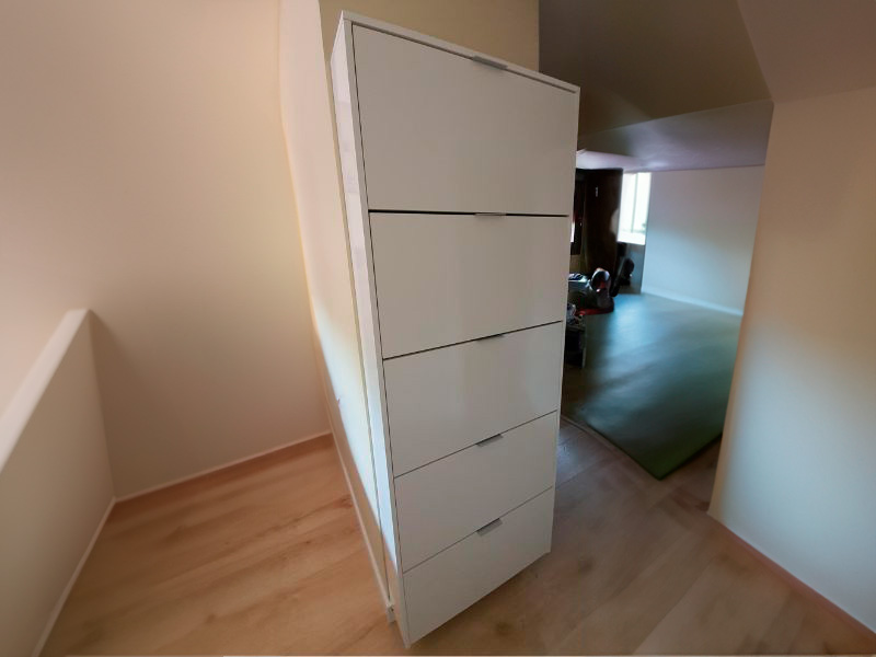 Foto de cliente de Mueble Zapatero Recibidor Pasillo Blanco Brillo Alto 5 Puertas 70 cm