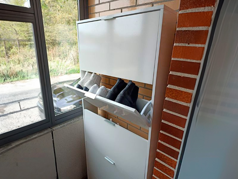 Foto de cliente de Mueble Zapatero Recibidor Pasillo Blanco Brillo Alto 5 Puertas 70 cm