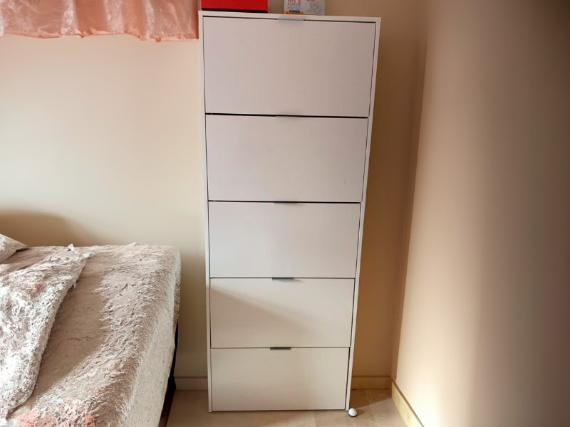 Foto de cliente de Mueble Zapatero Recibidor Pasillo Blanco Brillo Alto 5 Puertas 70 cm