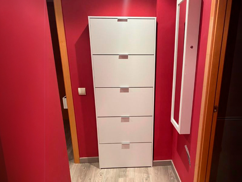 Foto de cliente de Mueble Zapatero Recibidor Pasillo Blanco Brillo Alto 5 Puertas 70 cm