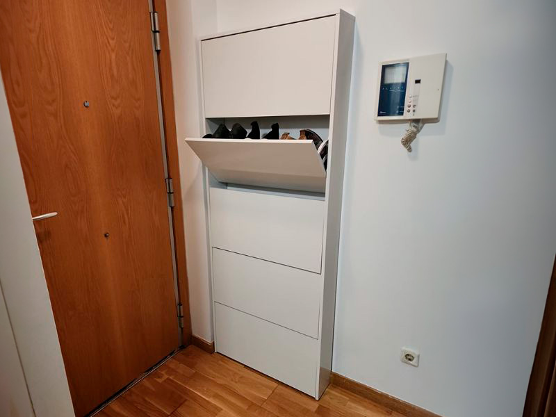 Foto de cliente de Mueble Zapatero Recibidor Pasillo Blanco Brillo Alto 5 Puertas 70 cm