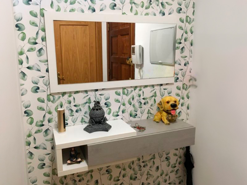Foto de cliente de Mueble de Entrada Recibidor Estilo Industrial con Espejo 95 cm