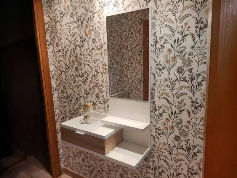 Foto de cliente de Mueble de Entrada Recibidor Dahlia Color Roble Y Blanco 81 cm