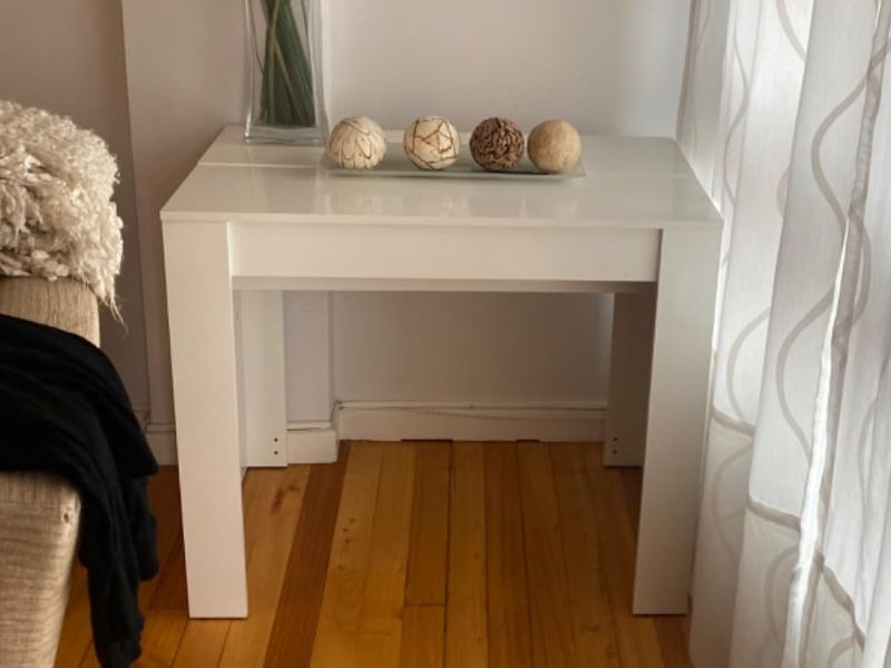 Foto de cliente de Mesa comedor súper extensible Train blanco brillo 5 posiciones 51-237x90 cm